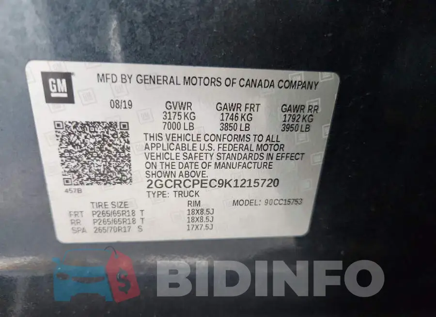 2GCRCPEC9K1215720 Photo# 12