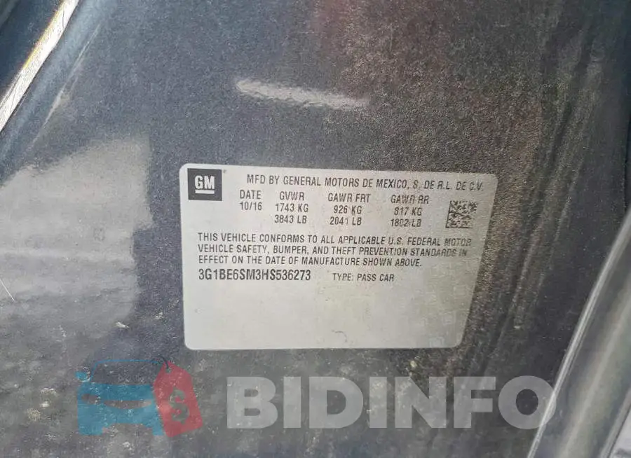 3G1BE6SM3HS536273 Photo# 12