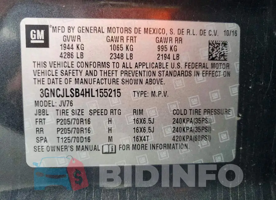 3GNCJLSB4HL155215 Photo# 13