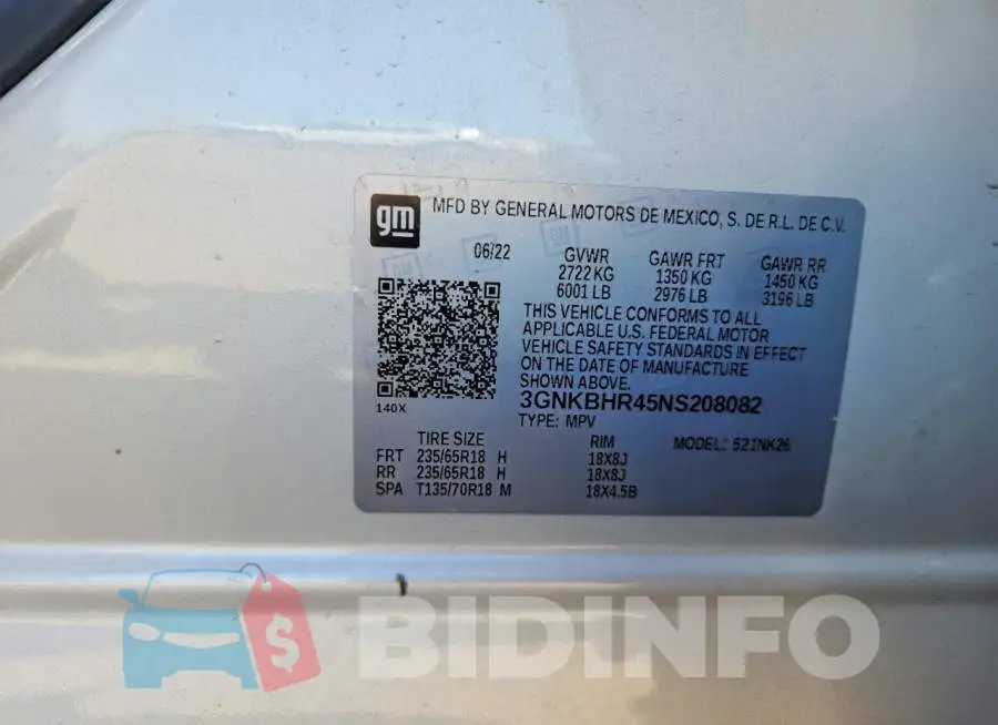 3GNKBHR45NS208082 Photo# 14