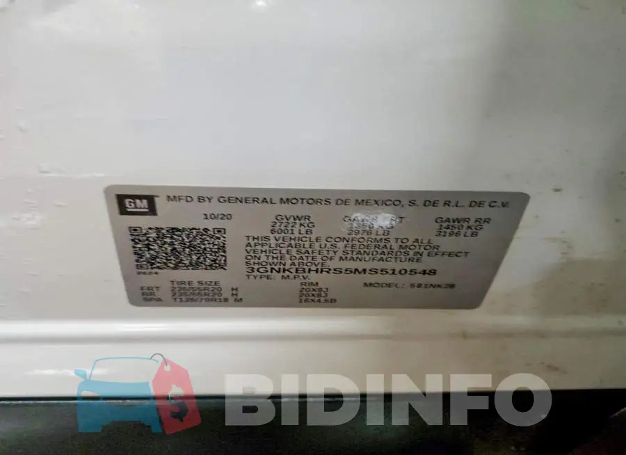 3GNKBHRS5MS510548 Photo# 13