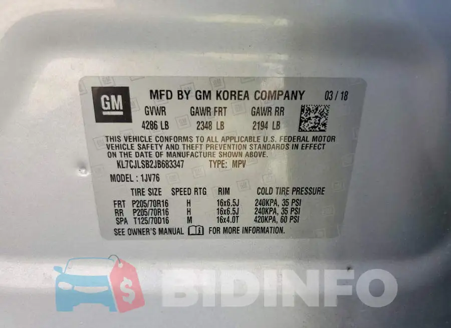 KL7CJLSB2JB683347 Photo# 12