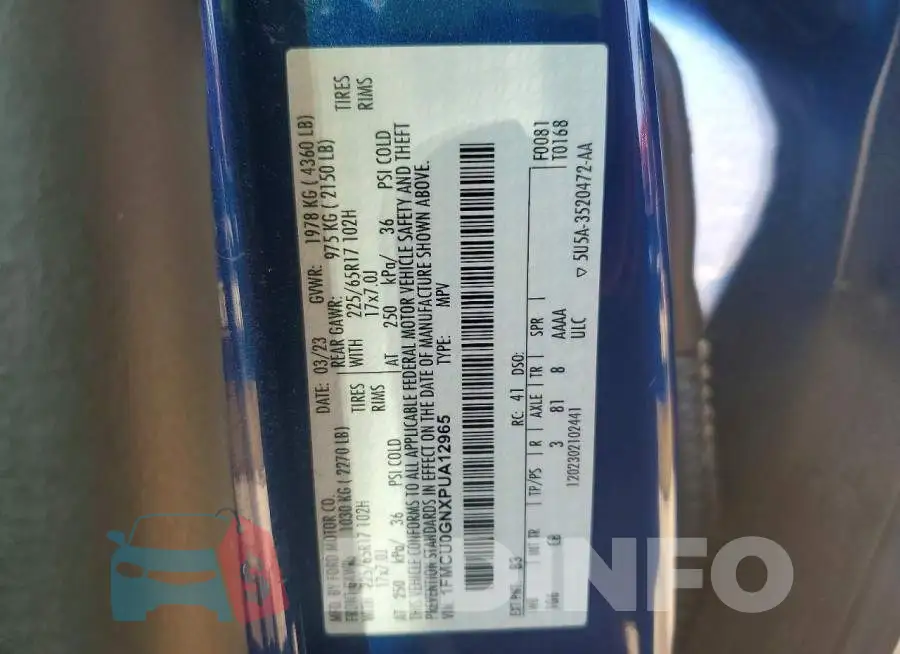 1FMCU0GNXPUA12965 Photo# 13