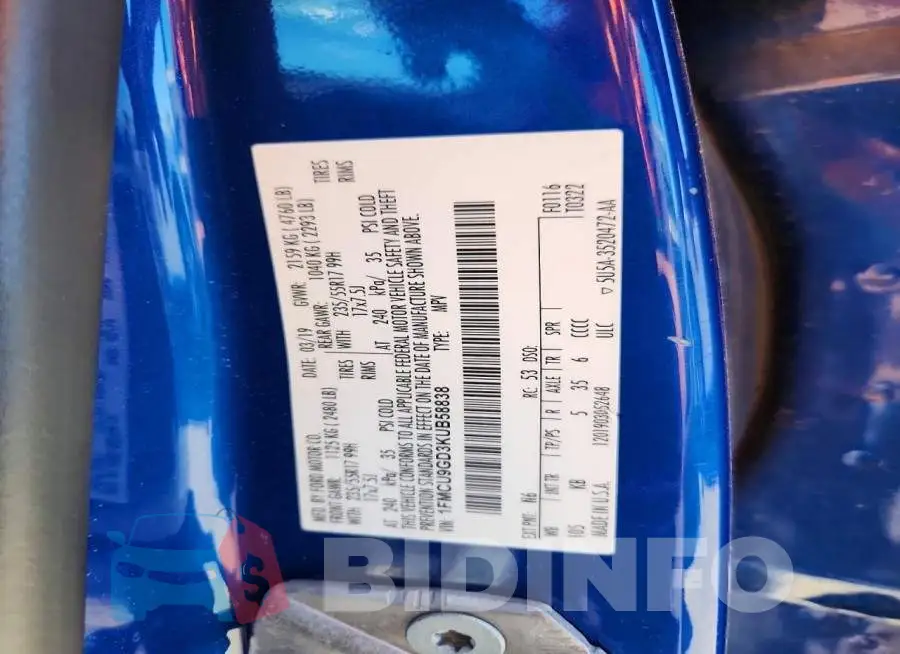 1FMCU9GD3KUB58838 Photo# 12