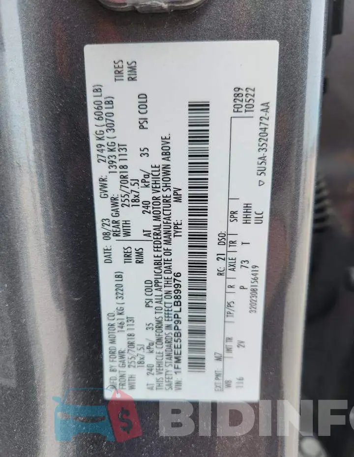 1FMEE5BP9PLB89976 Photo# 12