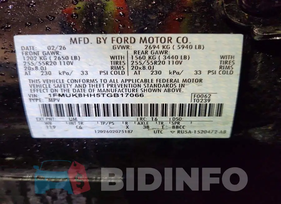 1FMUK8HH5TGB17066 Photo# 13