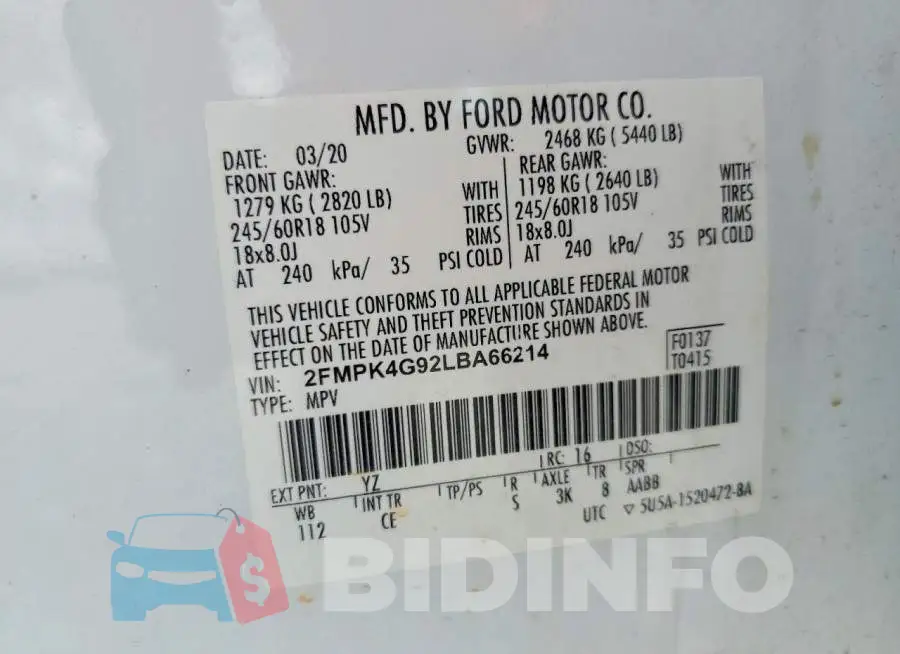 2FMPK4G92LBA66214 Photo# 14