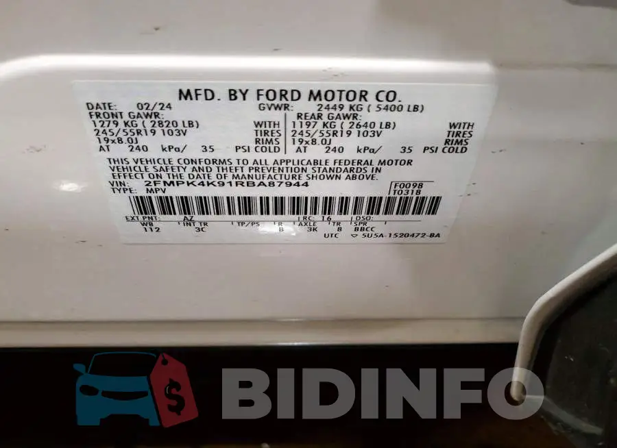 2FMPK4K91RBA87944 Photo# 14