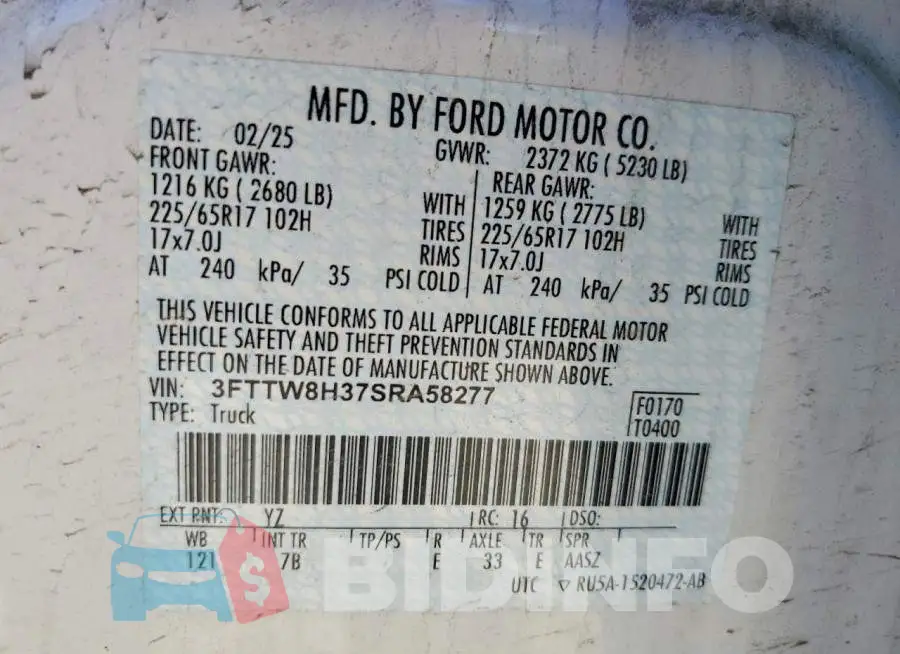 3FTTW8H37SRA58277 Photo# 12