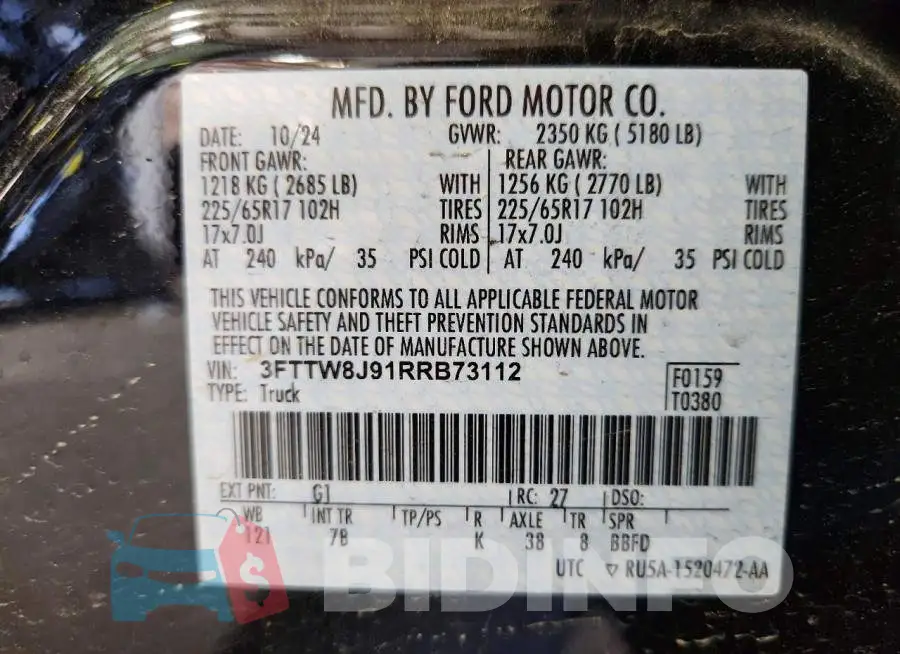 3FTTW8J91RRB73112 Photo# 13