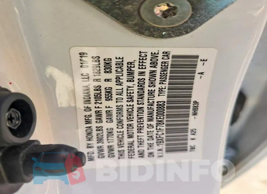 19XFC1F78KE000883 Photo# 12