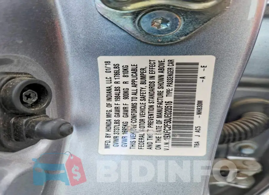 19XFC2F50JE020516 Photo# 12