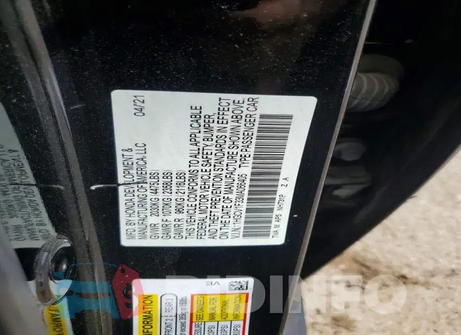 1HGCV1F33MA066405 Photo# 12