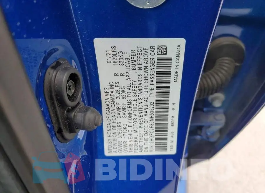 2HGFC2F89MH535292 Photo# 12