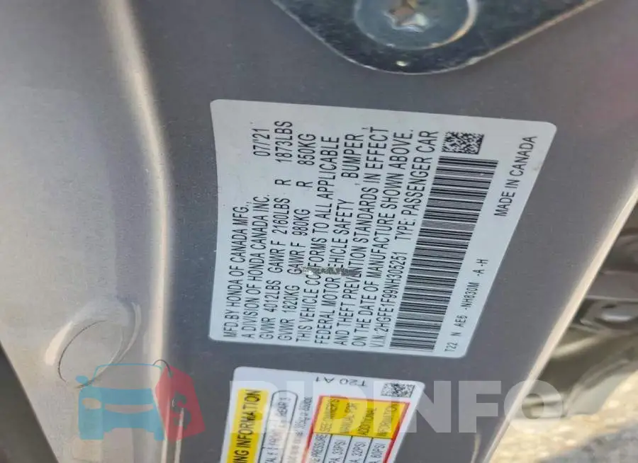 2HGFE1F99NH305251 Photo# 12