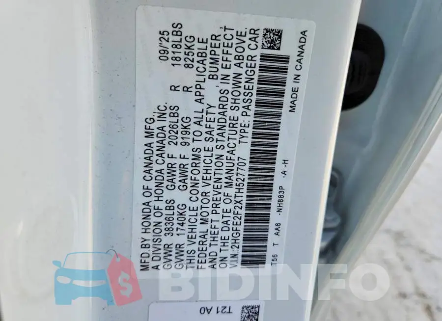 2HGFE2F2XTH527707 Photo# 12