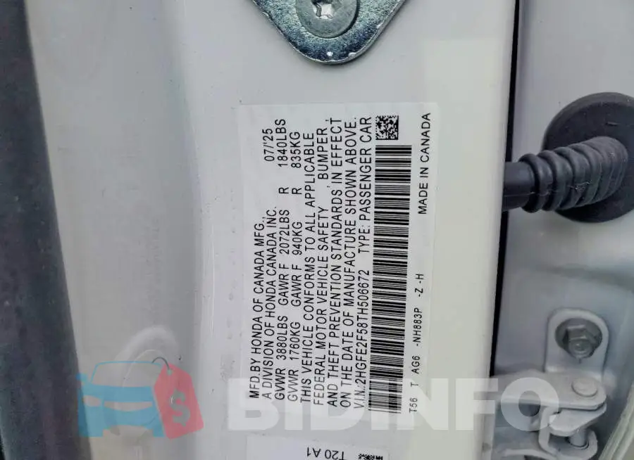 2HGFE2F58TH506672 Photo# 12