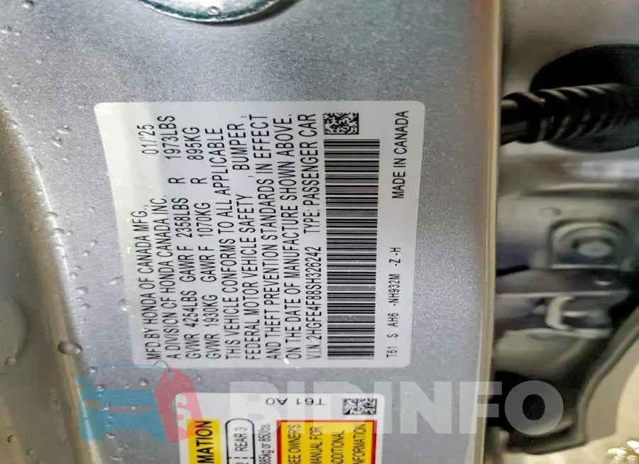 2HGFE4F88SH326242 Photo# 13