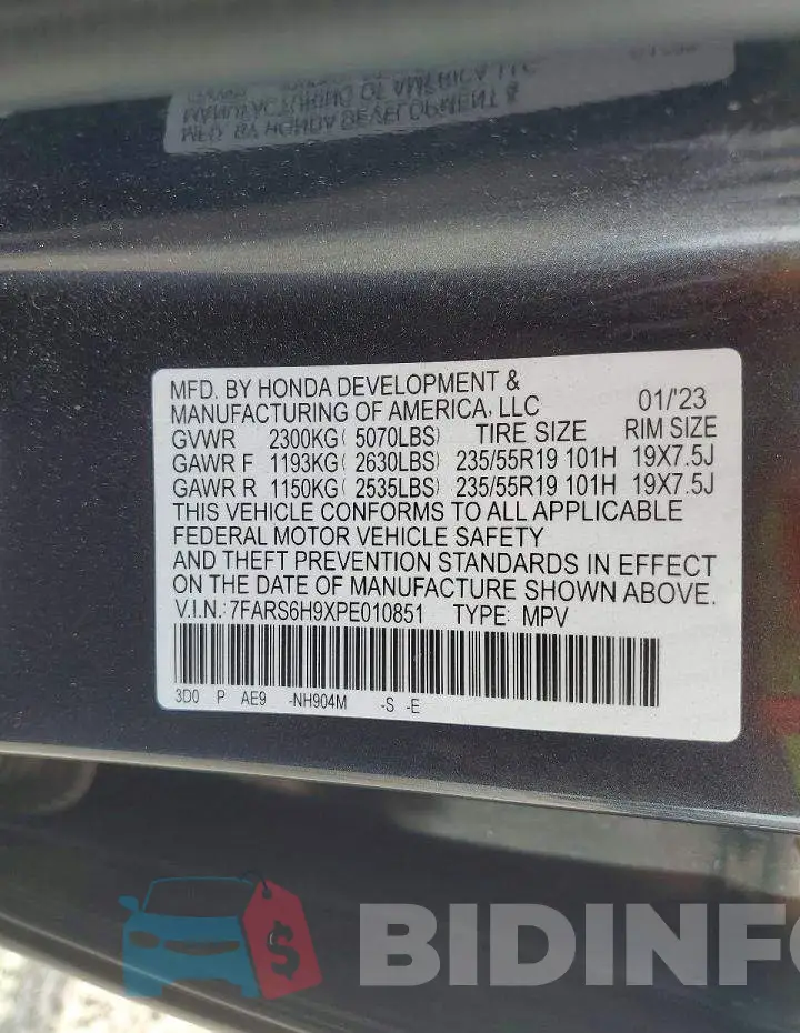 7FARS6H9XPE010851 Photo# 13