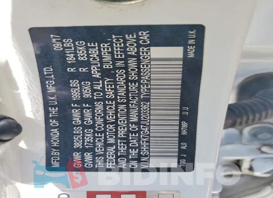 SHHFK7G47JU203362 Photo# 13