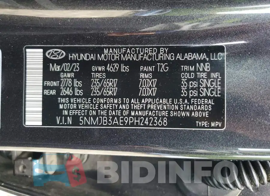5NMJB3AE9PH242368 Photo# 12