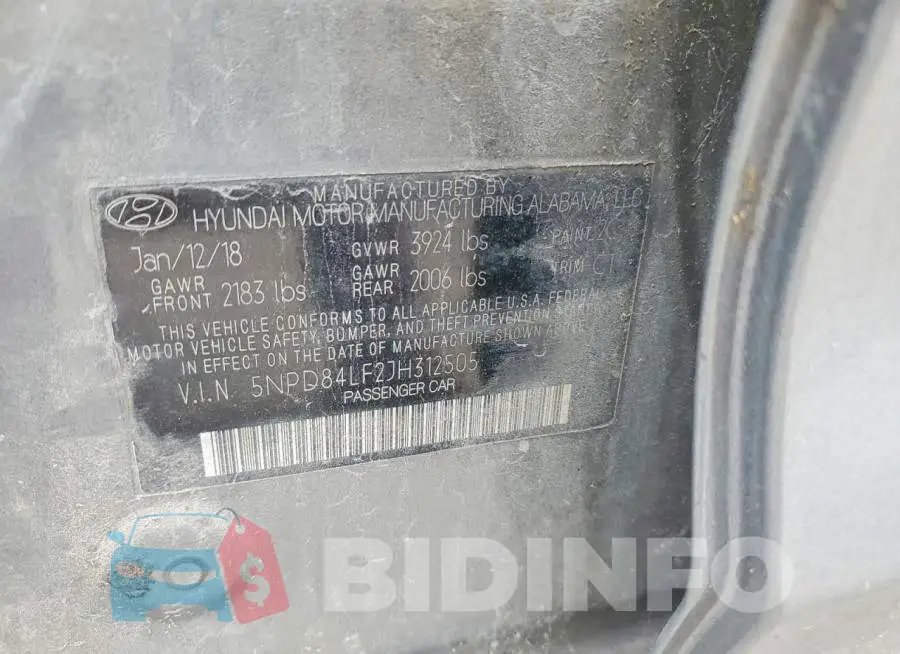 5NPD84LF2JH312505 Photo# 12