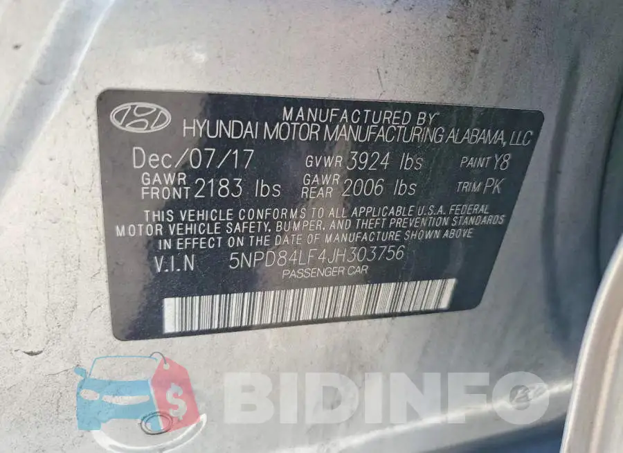 5NPD84LF4JH303756 Photo# 12