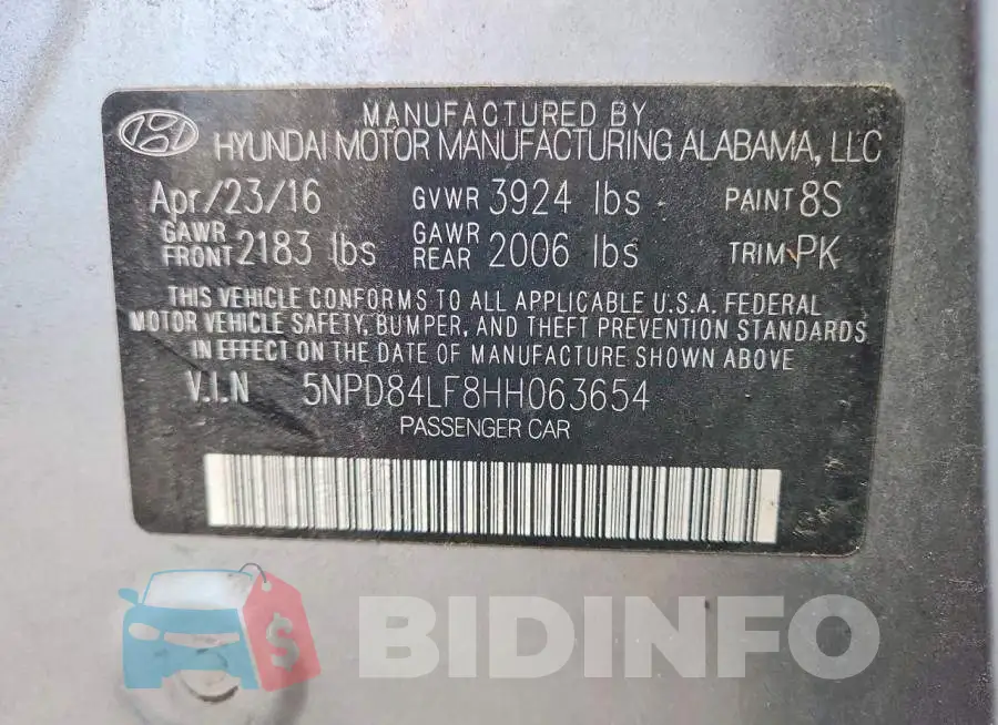 5NPD84LF8HH063654 Photo# 13