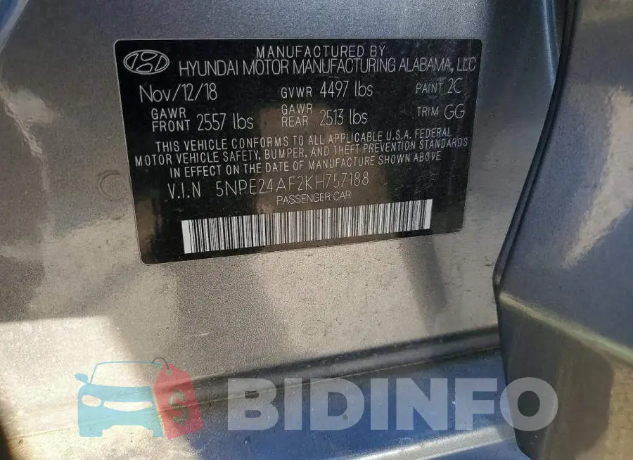 5NPE24AF2KH757188 Photo# 12
