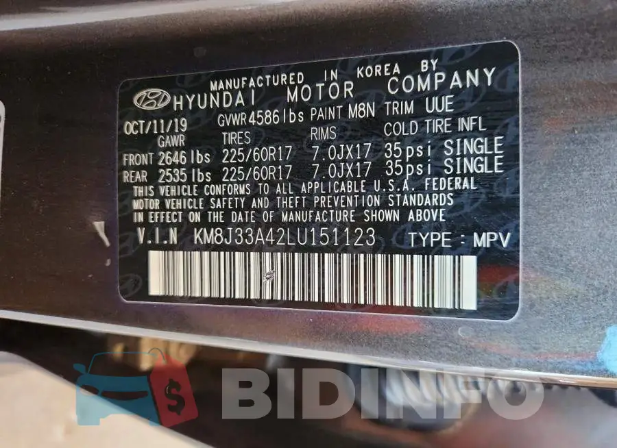 KM8J33A42LU151123 Photo# 13