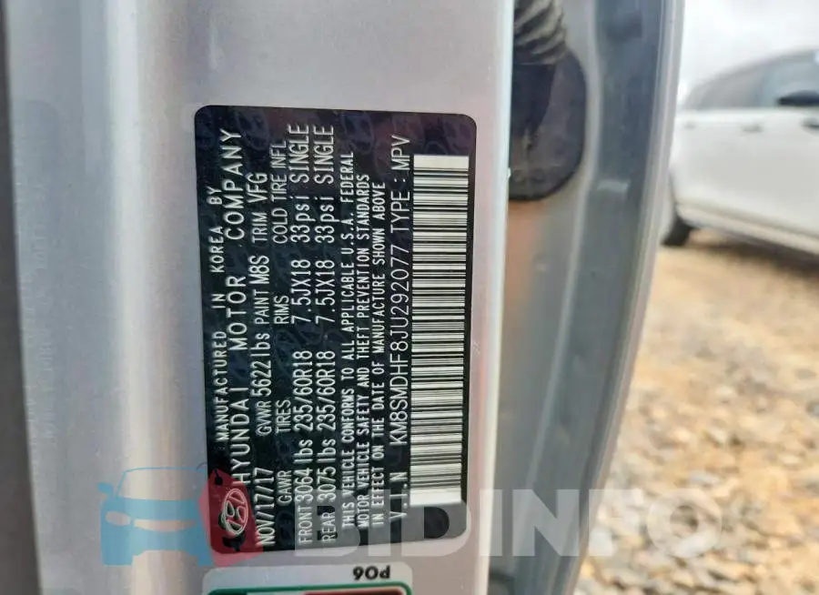KM8SMDHF8JU292077 Photo# 13