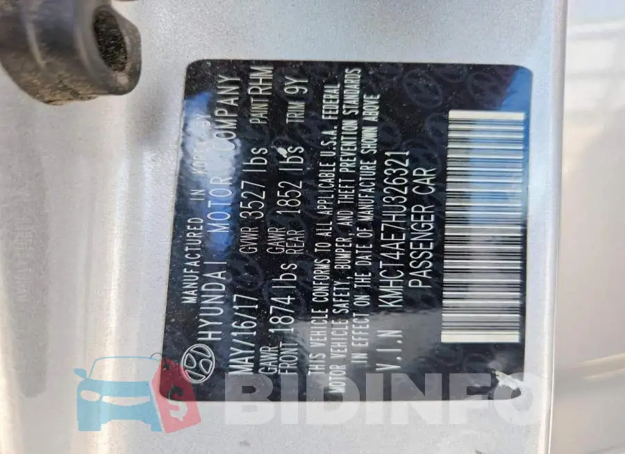 KMHCT4AE7HU326321 Photo# 13