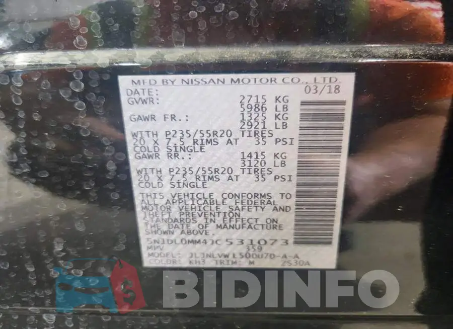 5N1DL0MM4JC531073 Photo# 13
