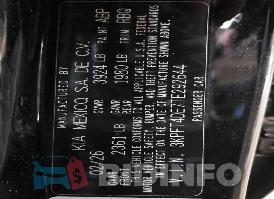 3KPFT4DE7TE292644 Photo# 13