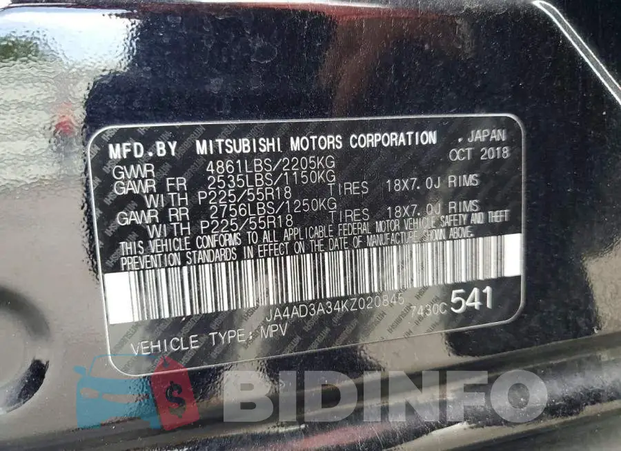 JA4AD3A34KZ020845 Photo# 13