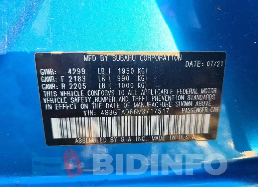 4S3GTAD66M3717517 Photo# 12
