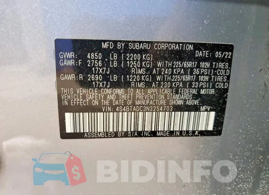 4S4BTADC3N3254703 Photo# 13