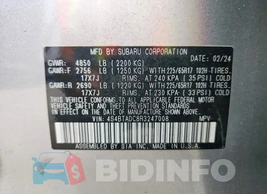4S4BTADC8R3247008 Photo# 14