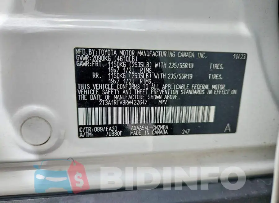 2T3A1RFV8RW422647 Photo# 13