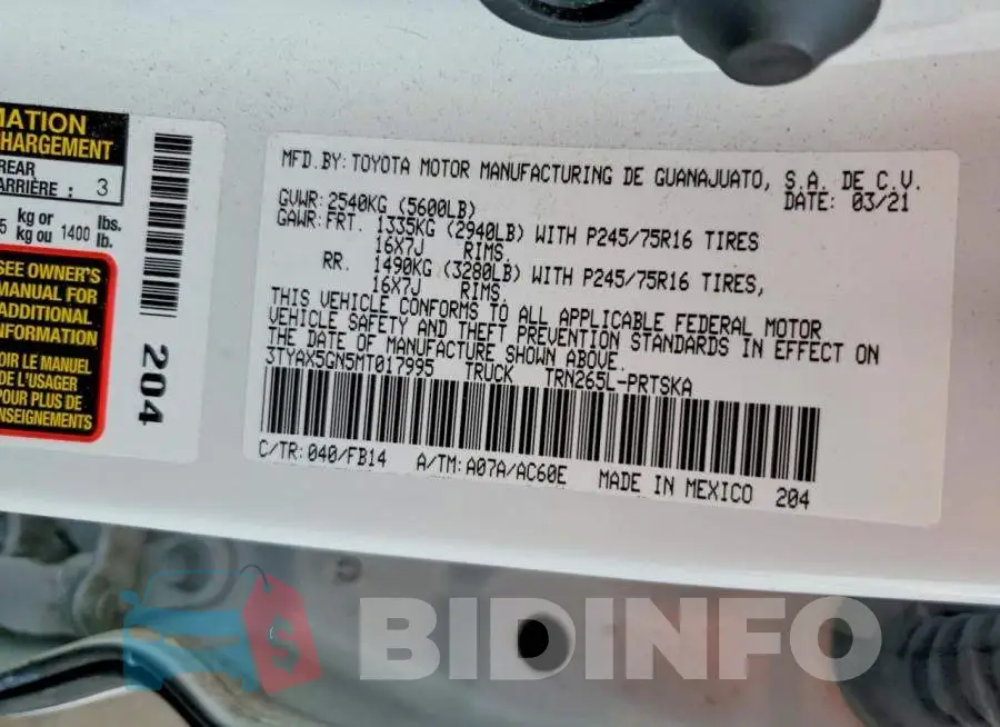 3TYAX5GN5MT017995 Photo# 13