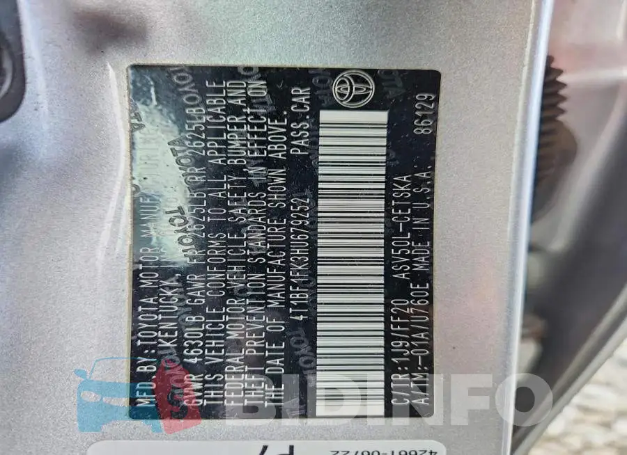4T1BF1FK3HU679252 Photo# 12
