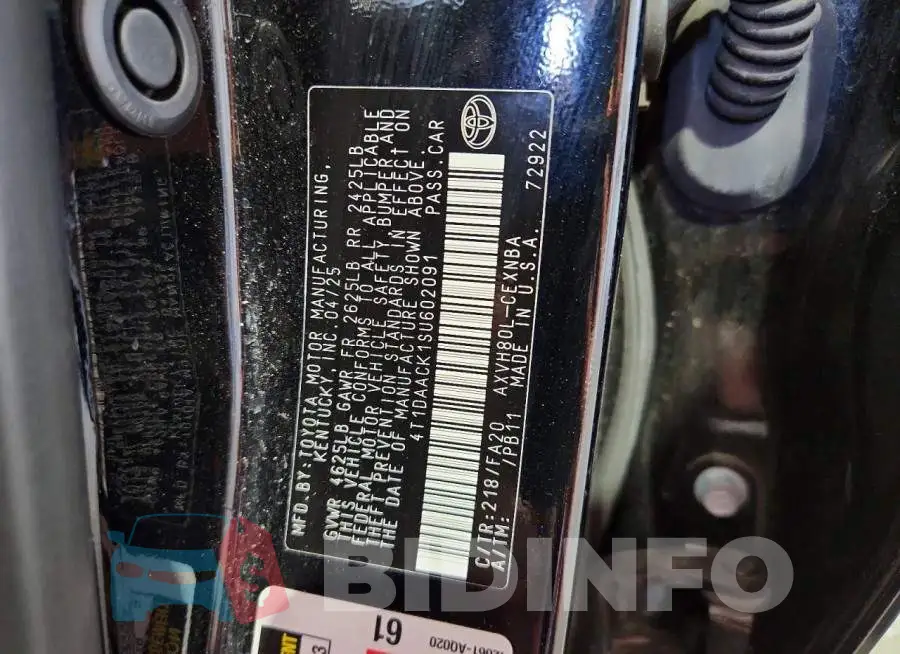 4T1DAACK1SU602091 Photo# 13