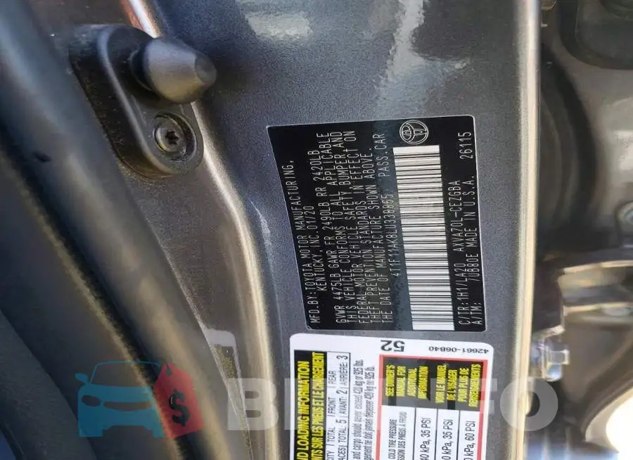 4T1F11AK8LU338865 Photo# 12