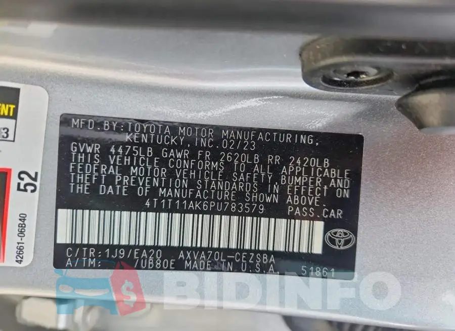 4T1T11AK6PU783579 Photo# 12