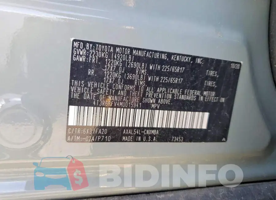 4T3R6RFV4MU015941 Photo# 13