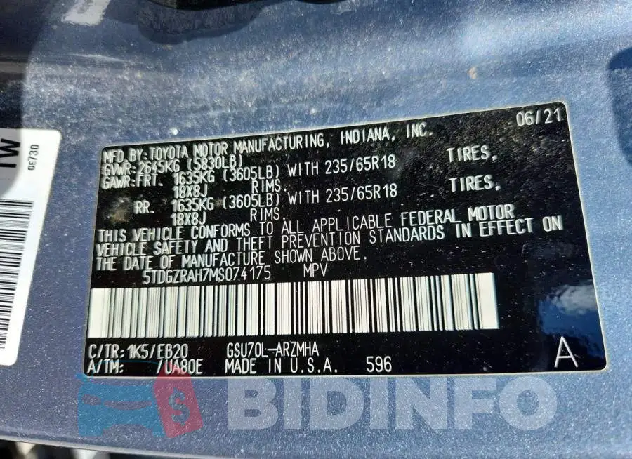5TDGZRAH7MS074175 Photo# 13