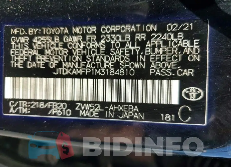 JTDKAMFP1M3184810 Photo# 12