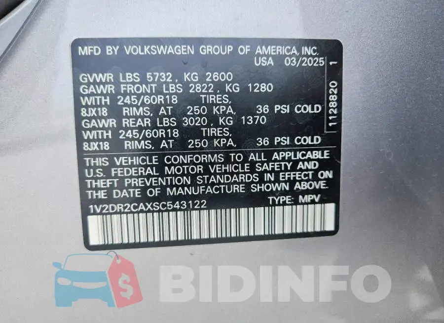 1V2DR2CAXSC543122 Photo# 13