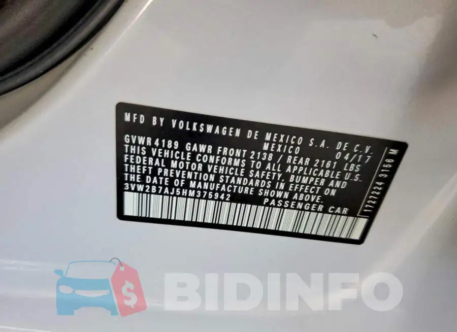 3VW2B7AJ5HM375942 Photo# 12
