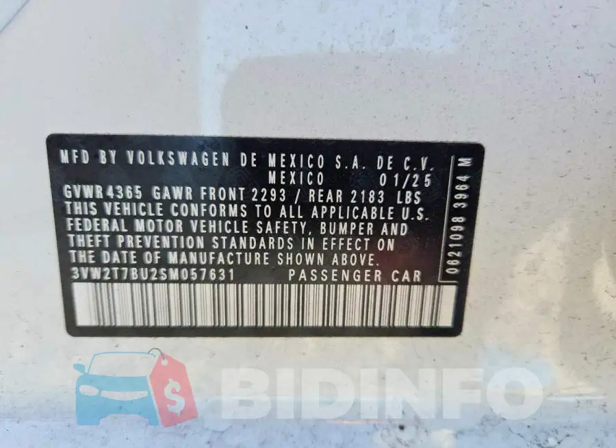 3VW2T7BU2SM057631 Photo# 12